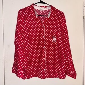 Victoria’s Secret Hot Pink Polka Dot Pajama Top – Women’s Small💓